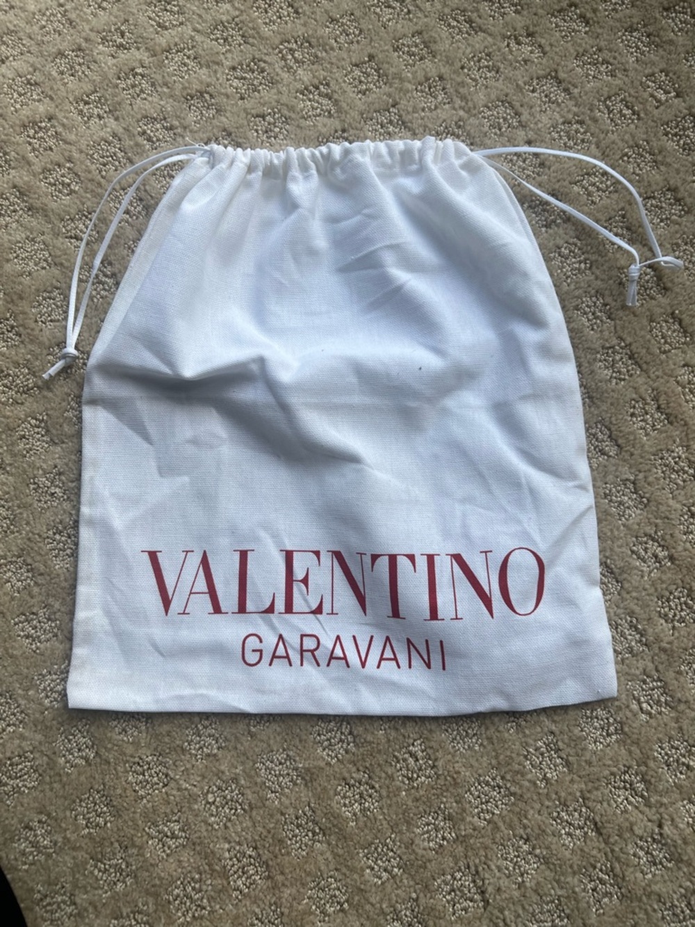 Valentino Garavani White Dust Pouch with Red Logo